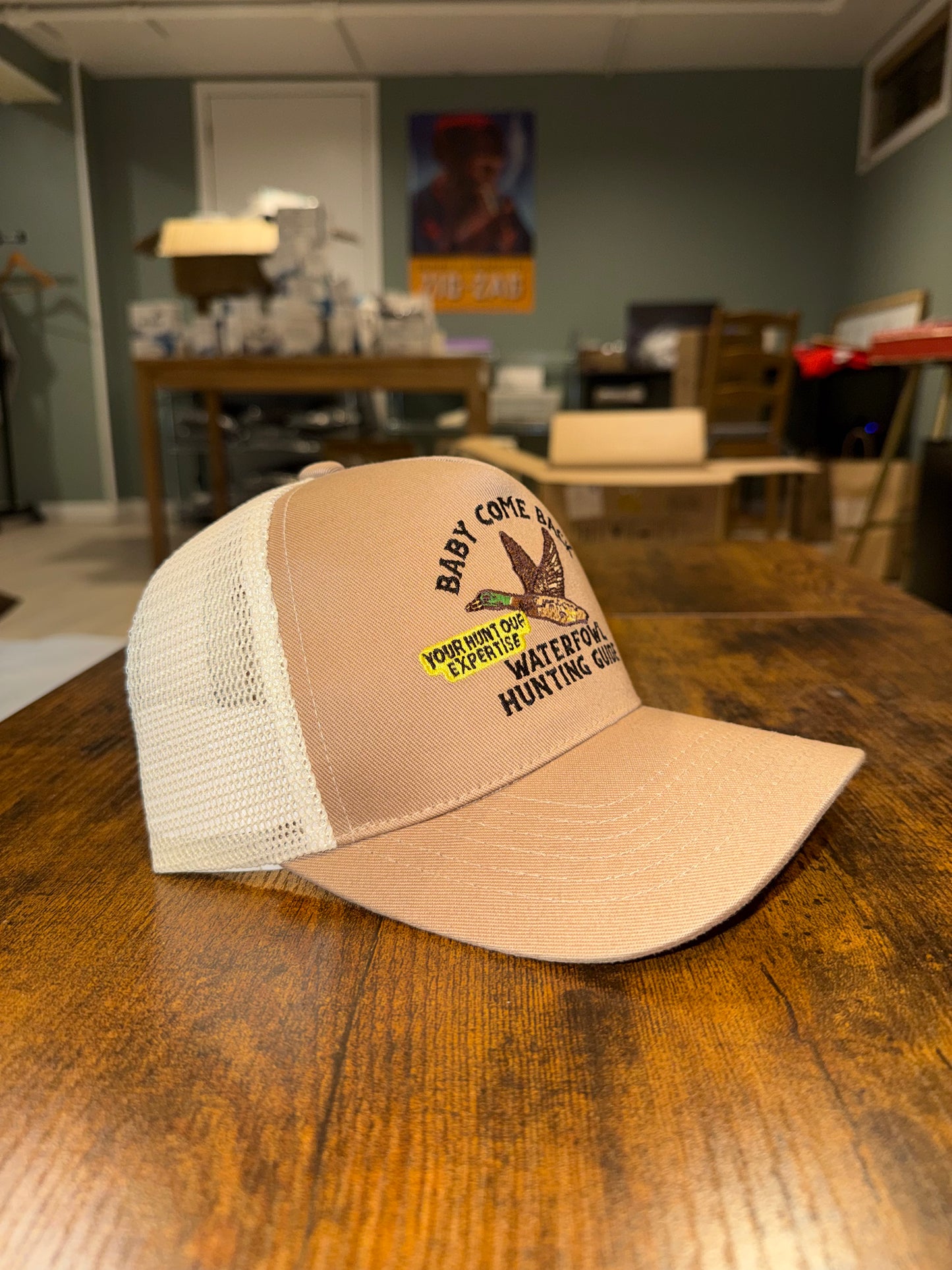 Beige Waterfowl Hunting Trucker Hat